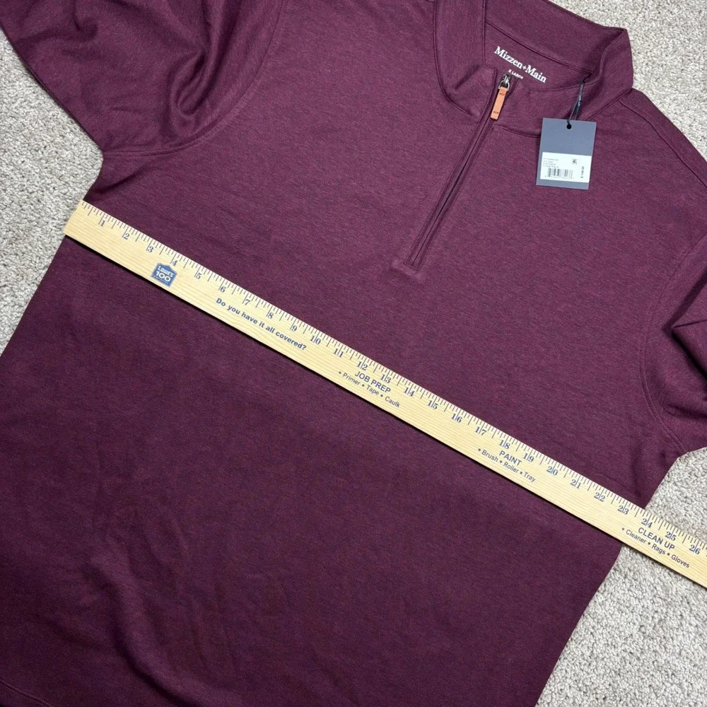 Mizzen+Main Mens KPI Quarter Zip Pullover Wine Heather XL 1PO-2048 NWT